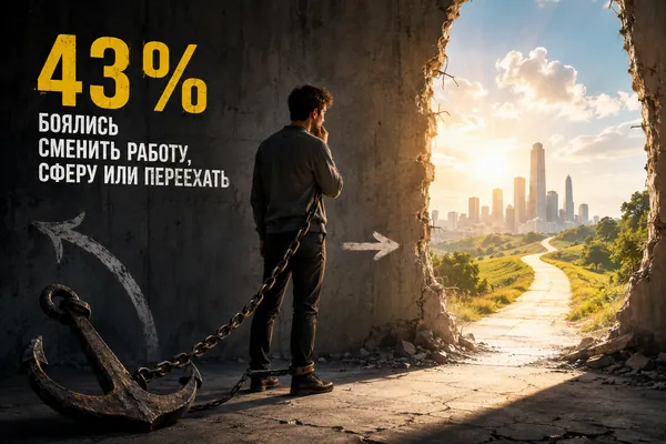 Иллюстрация к новости «Опрос: 43% россиян назвали страх перемен своей главной карьерной ошибкой»